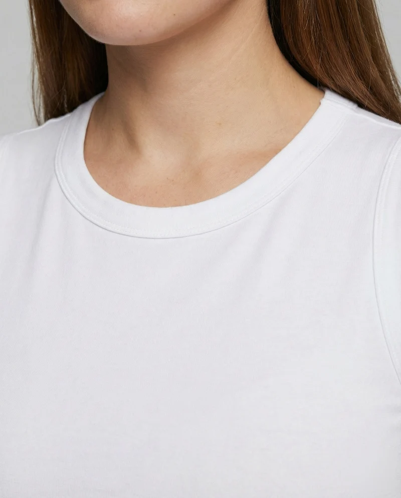 Damen Figurbetonte Elastische Baumwoll Kurzarmshirt