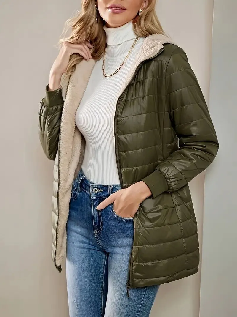 Drune | Weite Fleecegefütterte Steppjacke mit Kapuze