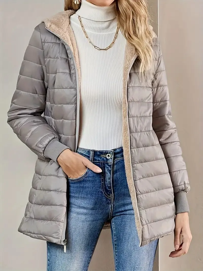 Drune | Weite Fleecegefütterte Steppjacke mit Kapuze