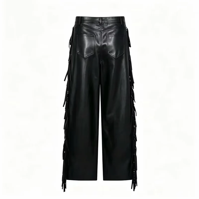 Damen Kunstlederhose mit Fransenbesatz Drune