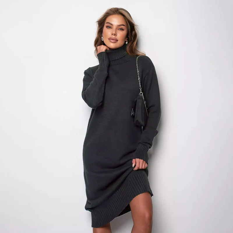 Damen Strickkleid mit rollkragen und lässigem Schnitt Drune