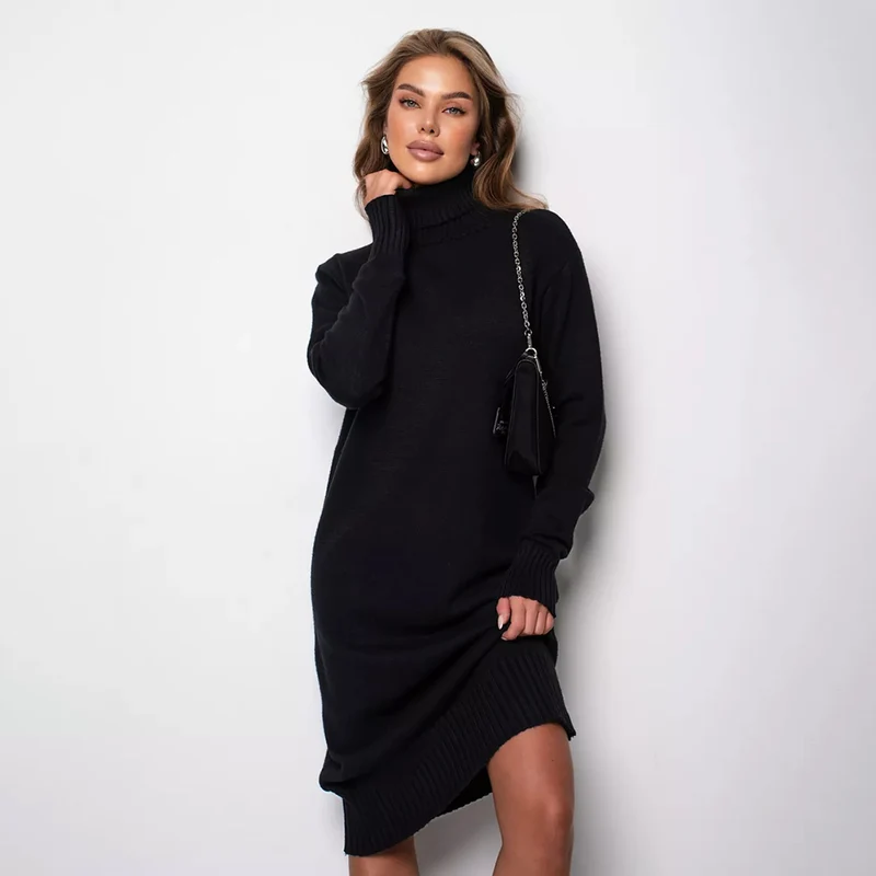 Damen Strickkleid mit rollkragen und lässigem Schnitt Drune