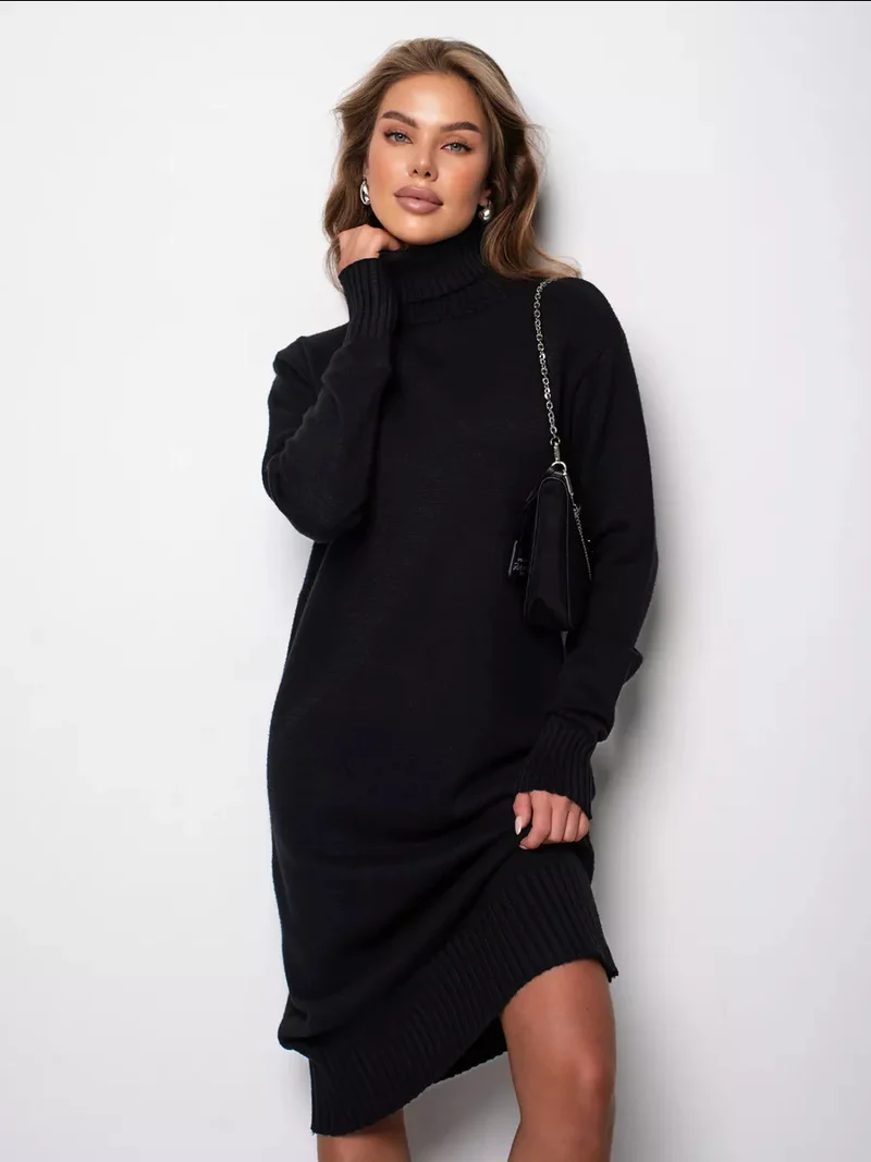 Damen Strickkleid mit rollkragen und lässigem Schnitt Drune