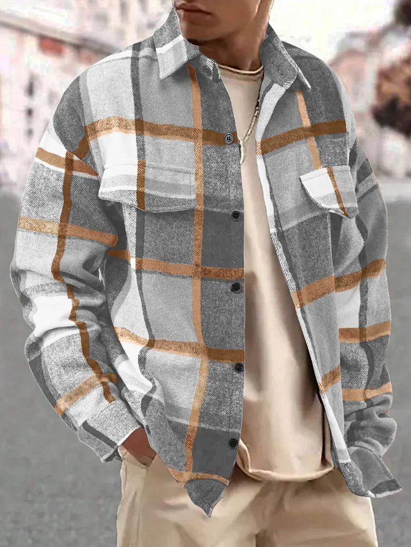 Herren nan weite Karo-Hemdenjacke aus weichem Flanell mit aufgesetzten Brusttaschen Drune