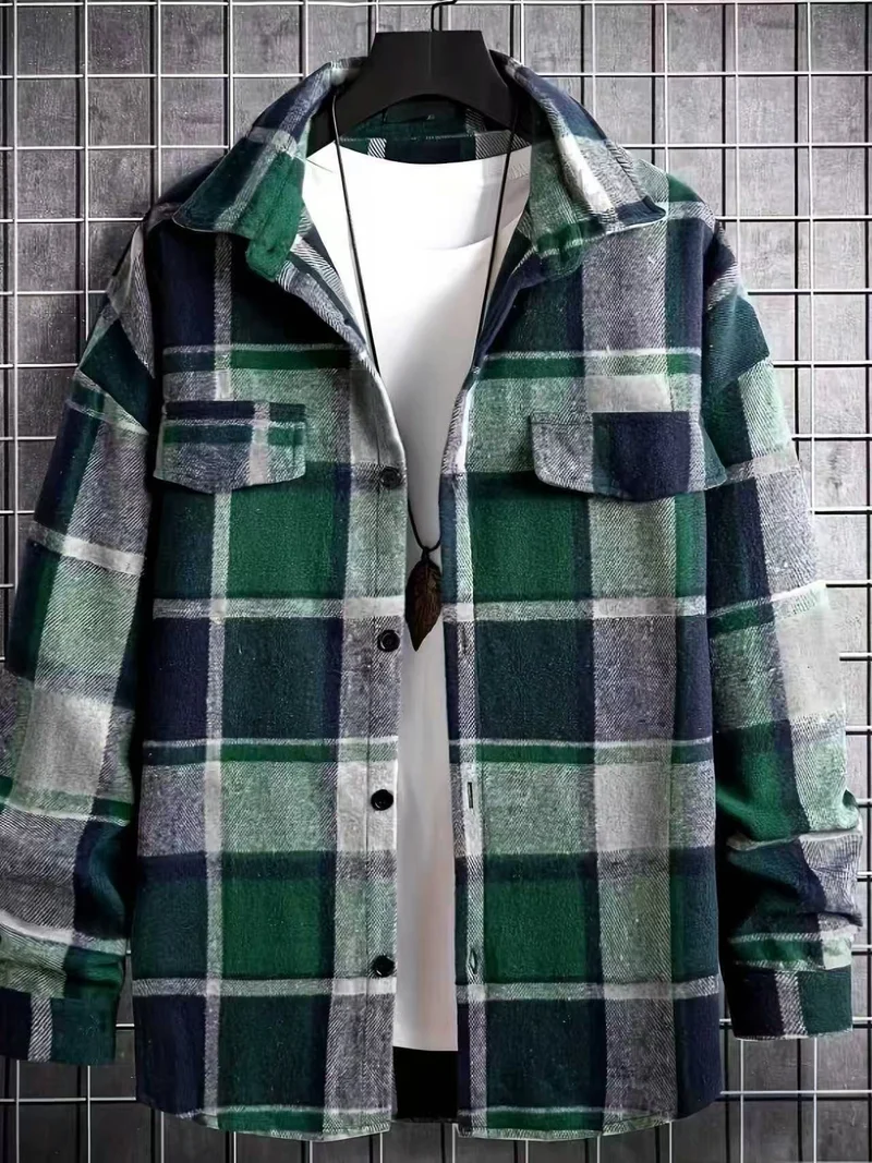 Herren nan weite Karo-Hemdenjacke aus weichem Flanell mit aufgesetzten Brusttaschen Drune