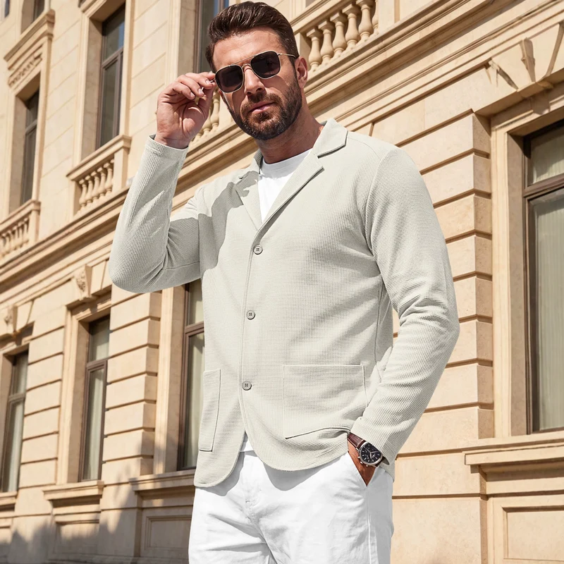 Herren Strickblazer-Cardigan mit Strukturstrick und aufgesetzten Taschen Drune