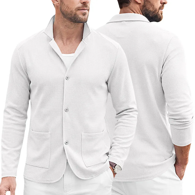 Herren Strickblazer-Cardigan mit Strukturstrick und aufgesetzten Taschen Drune