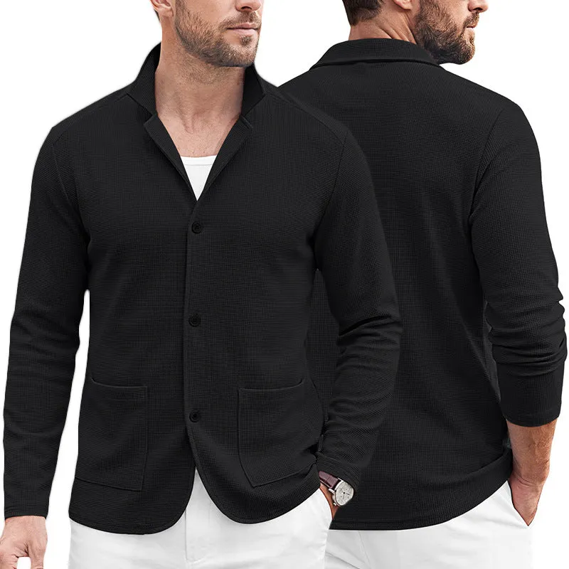 Herren Strickblazer-Cardigan mit Strukturstrick und aufgesetzten Taschen Drune