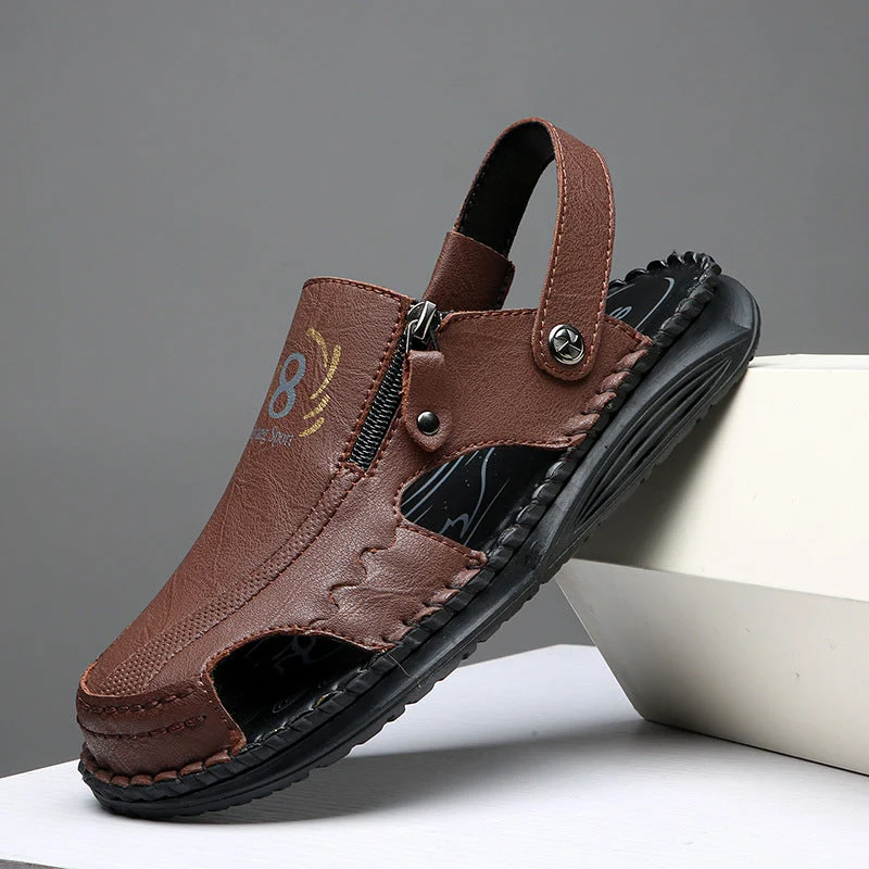 Herren orthopädische Leder-Sandalen mit verstellbarem Riemensystem Drune