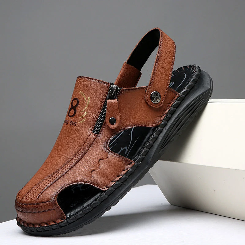 Herren orthopädische Leder-Sandalen mit verstellbarem Riemensystem Drune