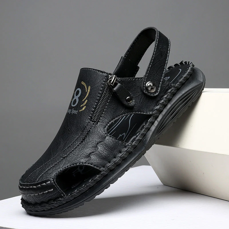 Herren orthopädische Leder-Sandalen mit verstellbarem Riemensystem Drune