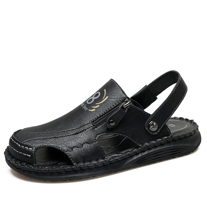 Herren orthopädische Leder-Sandalen mit verstellbarem Riemensystem Drune