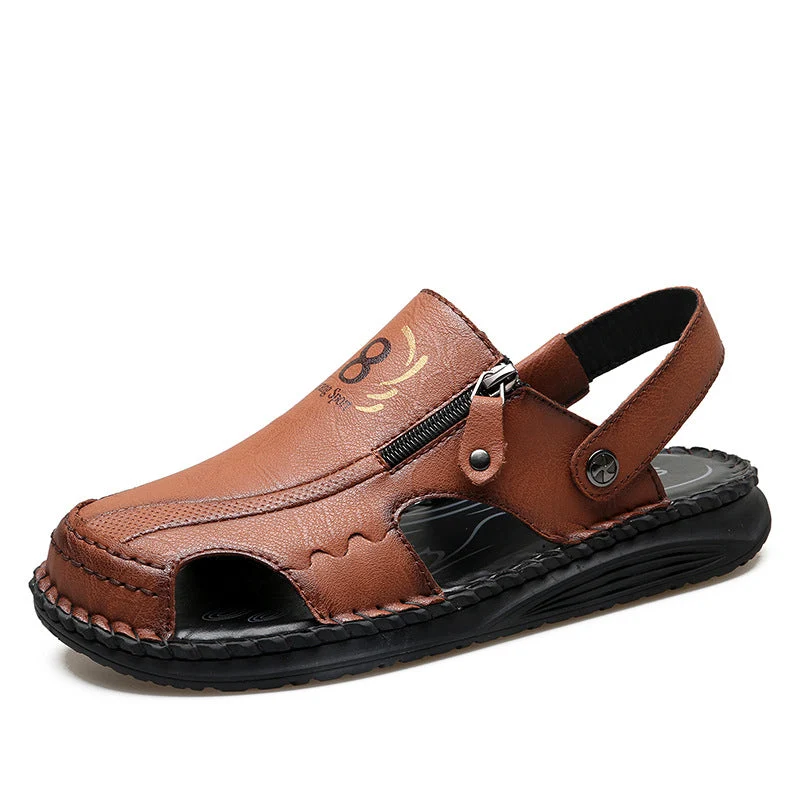 Herren orthopädische Leder-Sandalen mit verstellbarem Riemensystem Drune