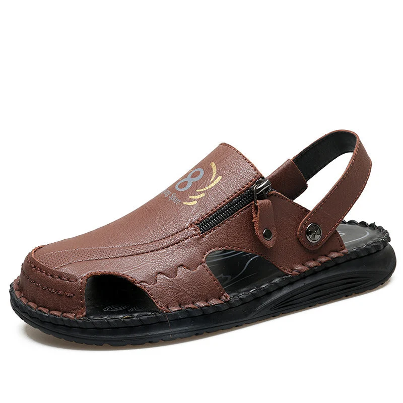 Herren orthopädische Leder-Sandalen mit verstellbarem Riemensystem Drune