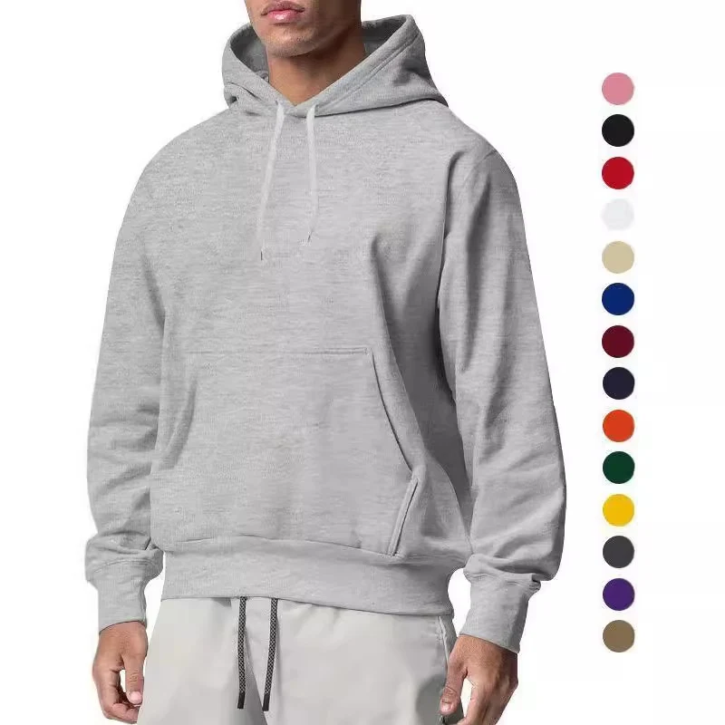 Herren nan Premium-Kapuzenpullover mit Kängurutasche, innen angerautem Fleece, verstärkter Nackennaht und geripptem Saum Drune