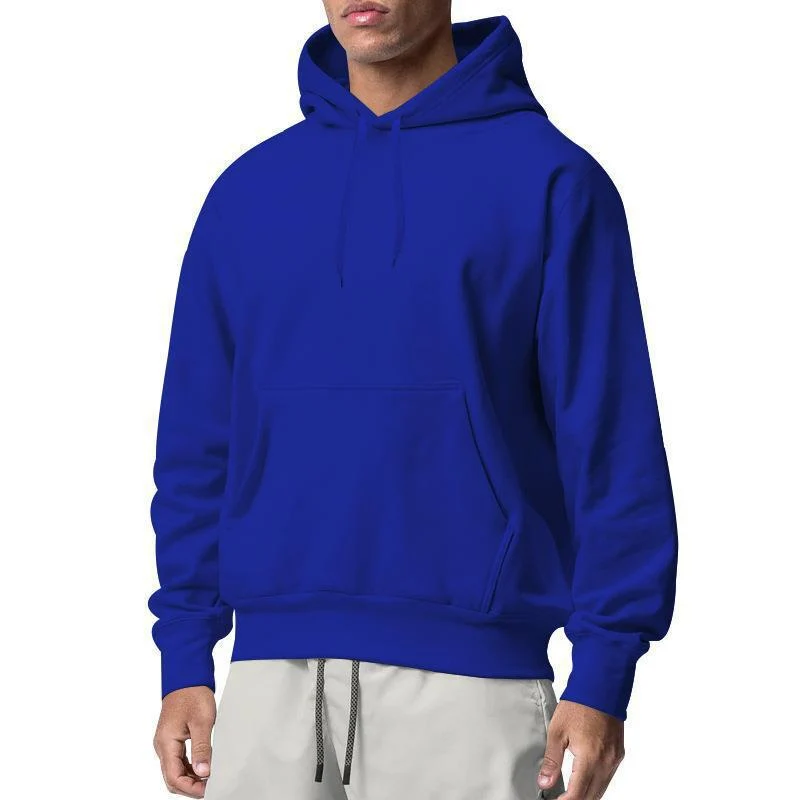 Herren nan Premium-Kapuzenpullover mit Kängurutasche, innen angerautem Fleece, verstärkter Nackennaht und geripptem Saum Drune