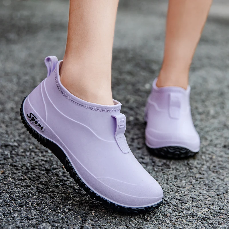 Damen Kurzschaftige wasserdichte Slip‑On Gummistiefelette mit Neoprenkragen und profiliertem Anti‑Rutsch‑Laufsohlen‑Design Drune