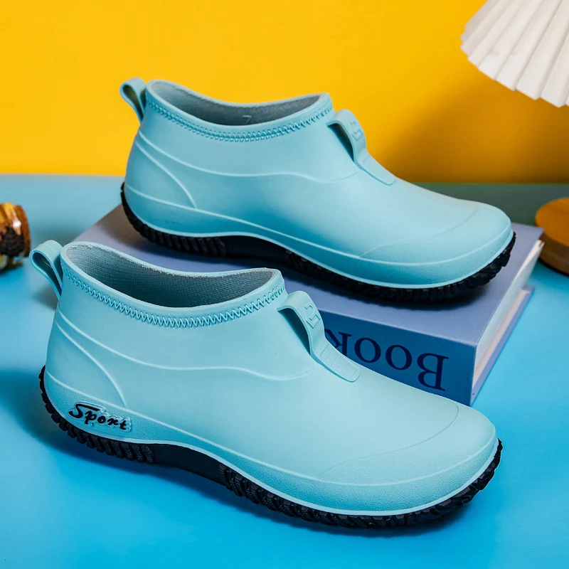 Damen Kurzschaftige wasserdichte Slip‑On Gummistiefelette mit Neoprenkragen und profiliertem Anti‑Rutsch‑Laufsohlen‑Design Drune
