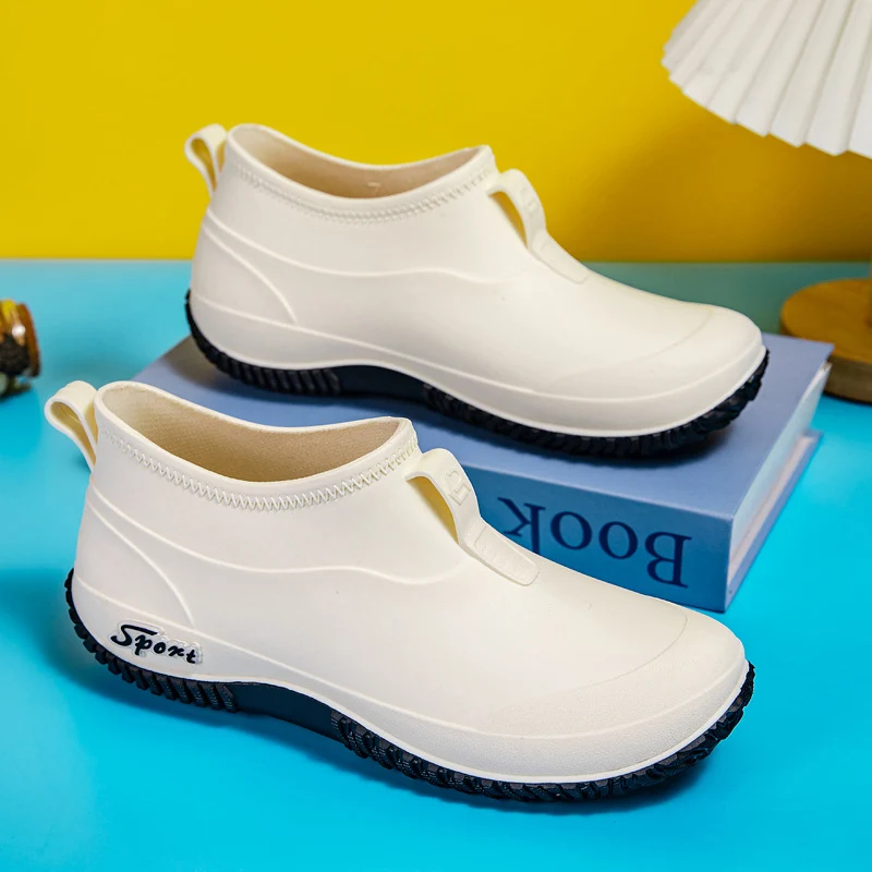 Damen Kurzschaftige wasserdichte Slip‑On Gummistiefelette mit Neoprenkragen und profiliertem Anti‑Rutsch‑Laufsohlen‑Design Drune