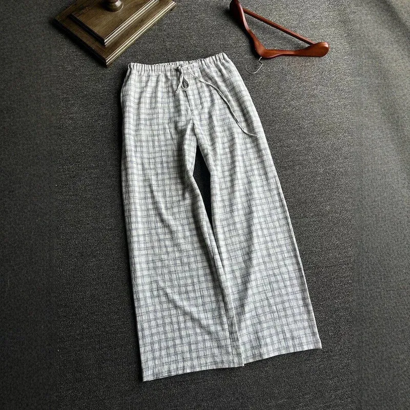 Herren Lässige Karierte Freizeithose Drune