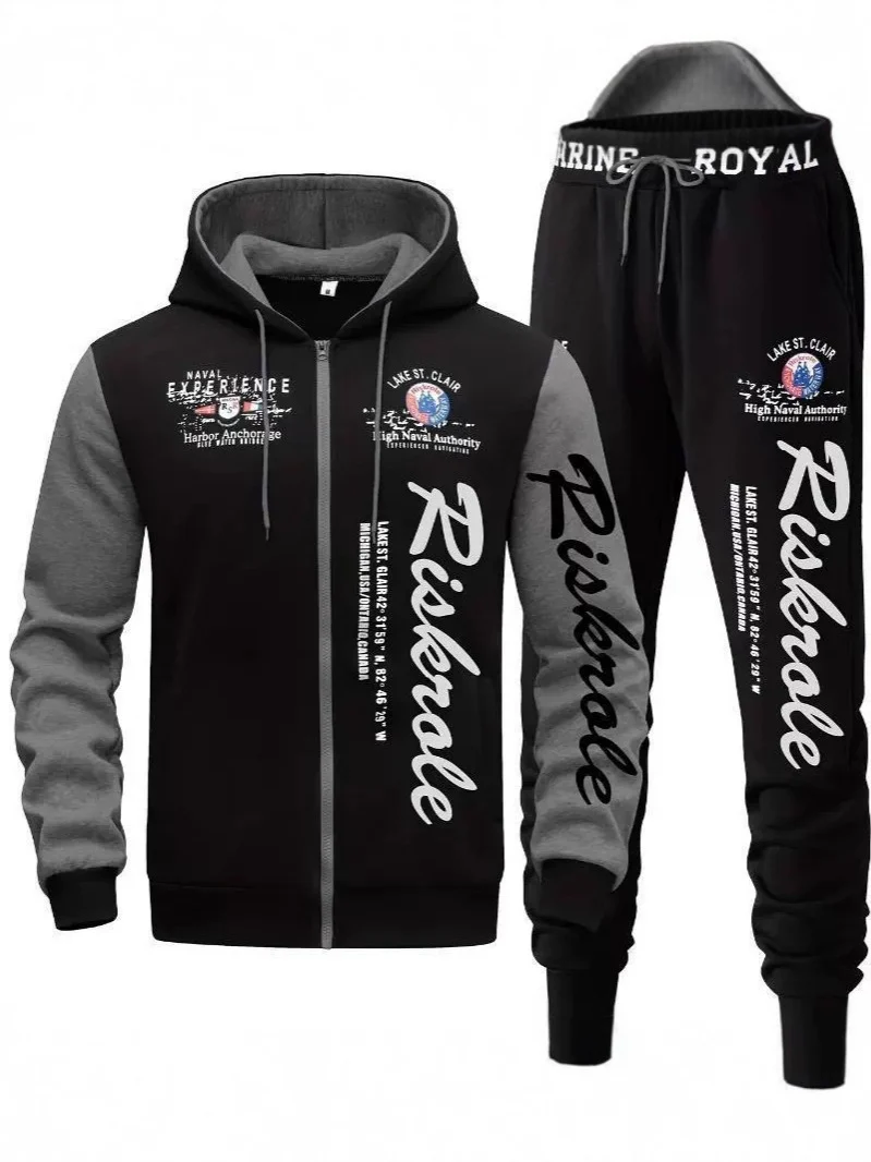 Herren Sportlicher Hoodie- und Jogginghosen-Set Drune