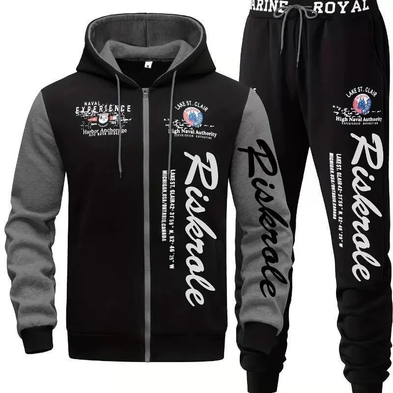 Herren Sportlicher Hoodie- und Jogginghosen-Set Drune