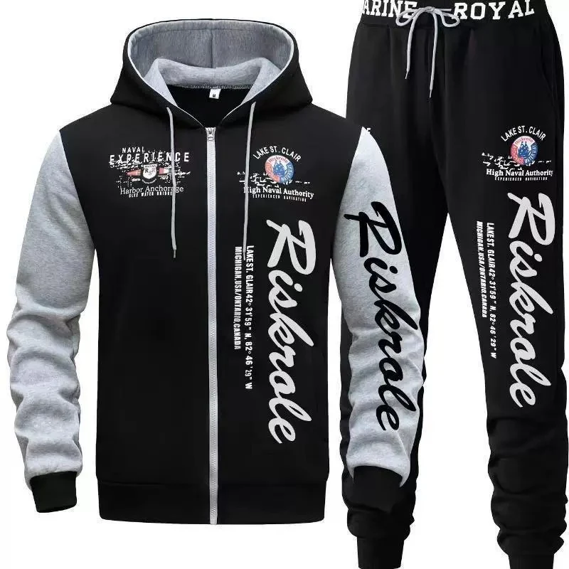 Herren Sportlicher Hoodie- und Jogginghosen-Set Drune