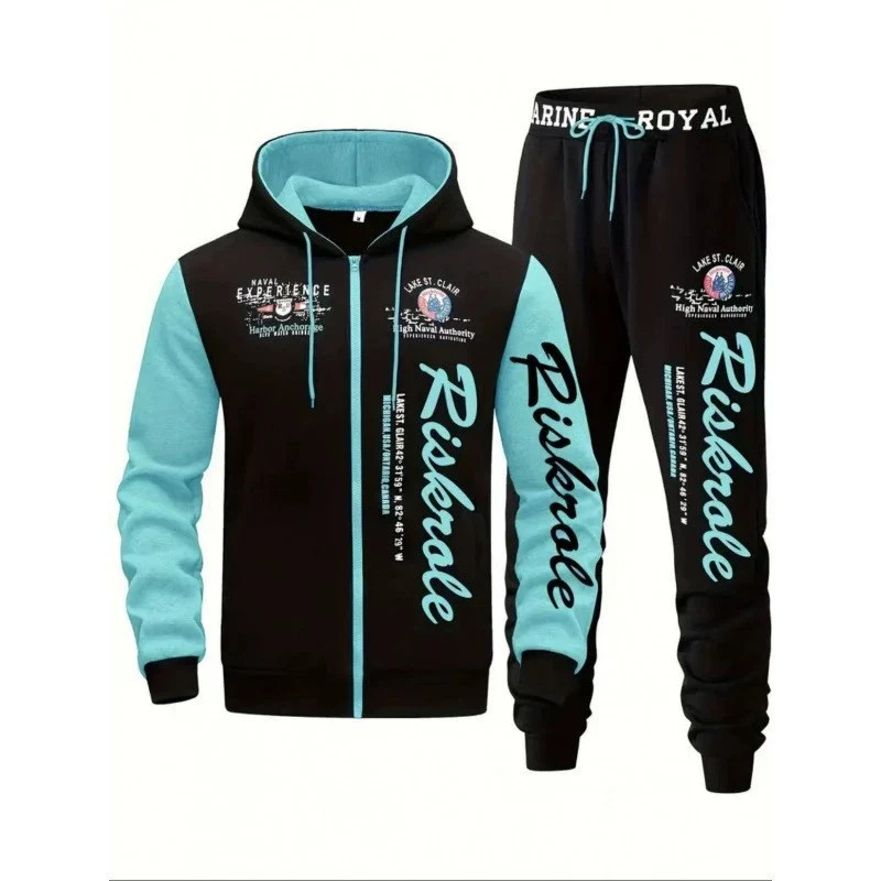 Herren Sportlicher Hoodie- und Jogginghosen-Set Drune