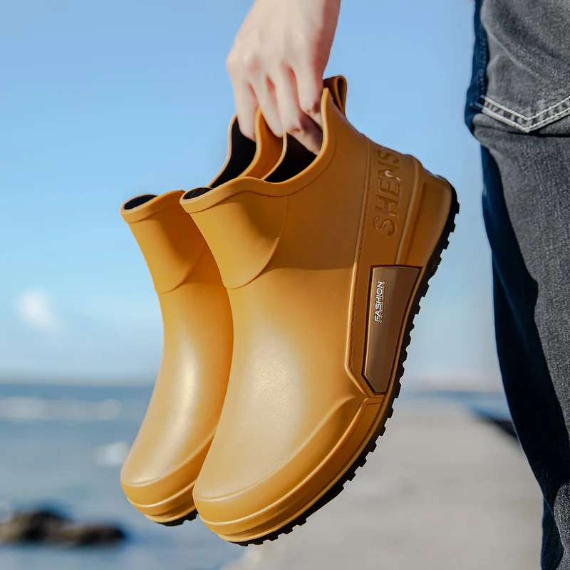 Herren Wasserdichte Gummi-AnklDruneoots im Chelsea-Stil mit rutschfester Profillaufsohle Drune