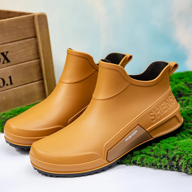 Herren Wasserdichte Gummi-AnklDruneoots im Chelsea-Stil mit rutschfester Profillaufsohle Drune