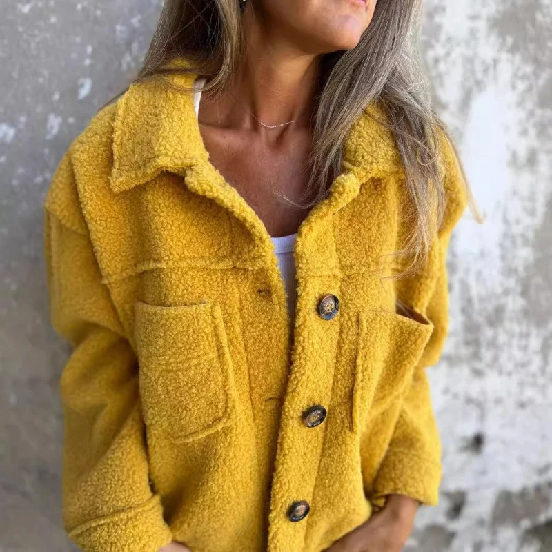 Damen kuschelige Teddyjacke mit praktischen Taschen Drune