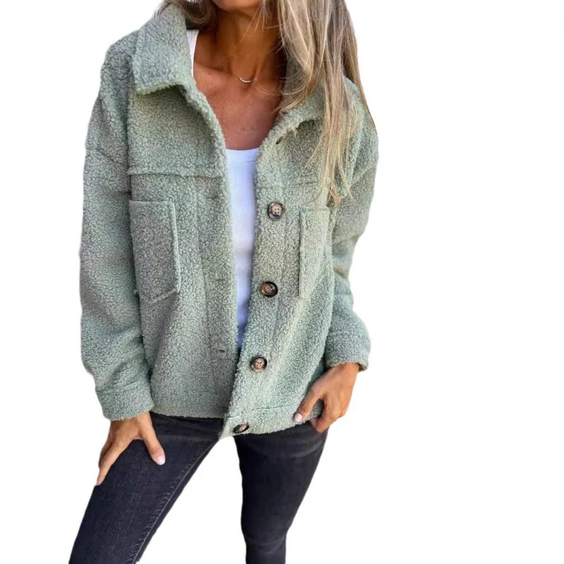 Damen kuschelige Teddyjacke mit praktischen Taschen Drune