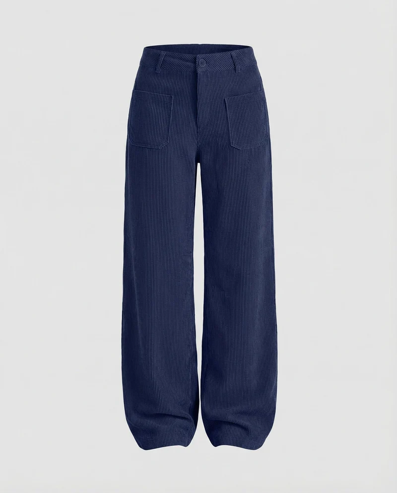 Damen Cordhose High Waist mit Taschen