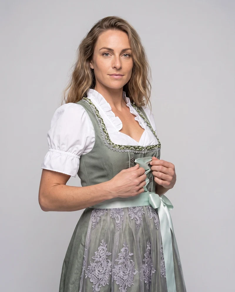 Damen Trachtenkleid mit feiner Spitzenstickerei Drune