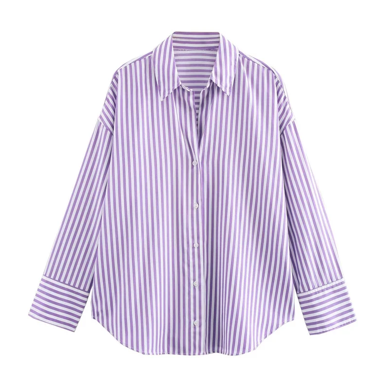 Damen Oversize-Hemdbluse mit überschnittener Schulter und klassischer Knopfleiste Drune