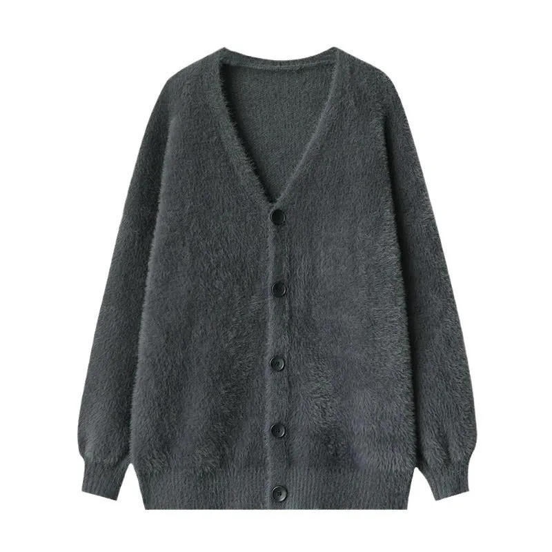 Damen Kuschelige Strickjacke mit tiefem V-Ausschnitt und weichem Material Drune