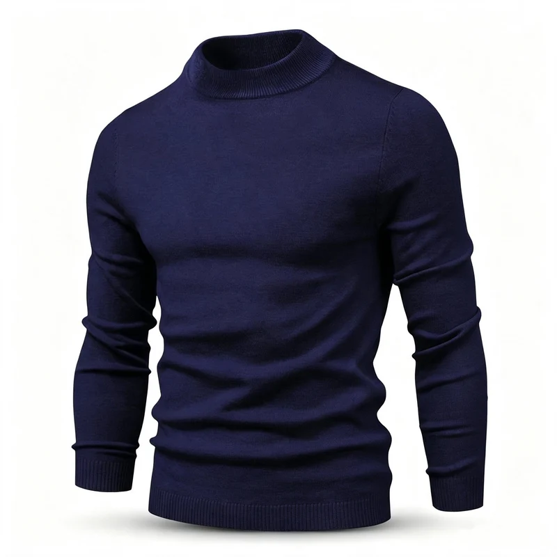 Herren Feinstrickpullover mit kurzem Stehkragen und schmaler Passform Drune