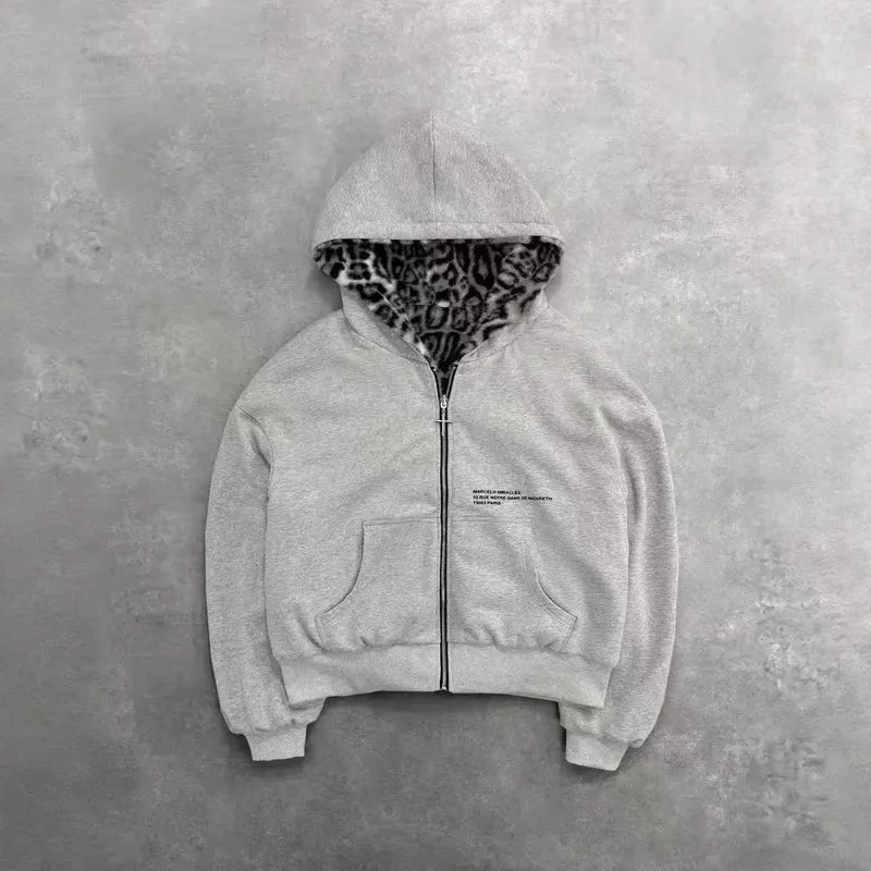 Unisex Kapuzen-Sweatjacke mit Kunstfellfutter, verkürztem Schnitt und Kreuz-Reißverschluss Drune