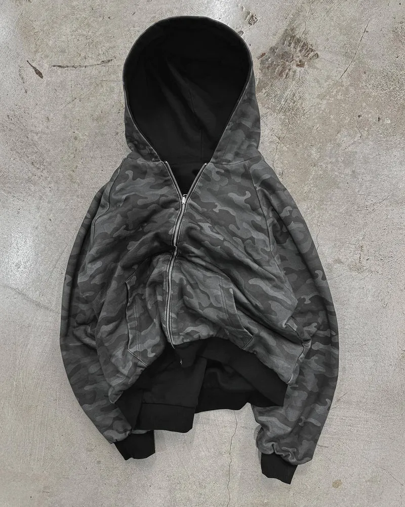 Unisex Kapuzen-Sweatjacke mit Kunstfellfutter, verkürztem Schnitt und Kreuz-Reißverschluss Drune