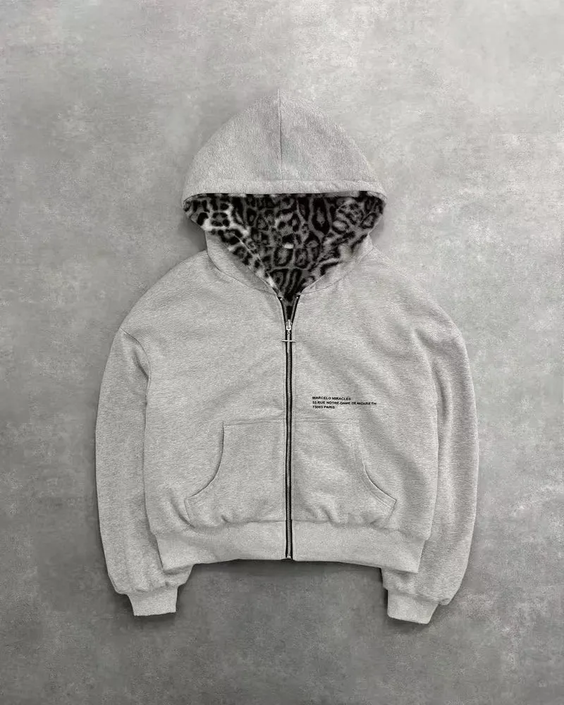 Unisex Kapuzen-Sweatjacke mit Kunstfellfutter, verkürztem Schnitt und Kreuz-Reißverschluss Drune