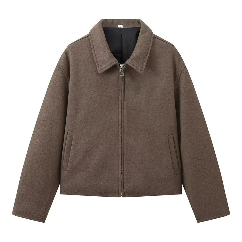 Damen stylische Übergangsjacke mit hohem Kragen und Reißverschluss Drune