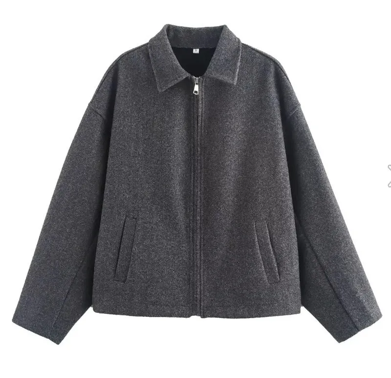 Damen stylische Übergangsjacke mit hohem Kragen und Reißverschluss Drune
