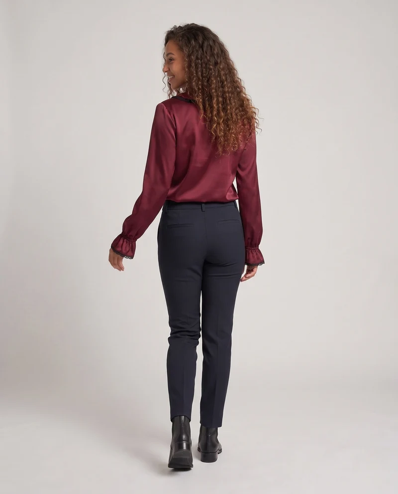 Damen elegante Freizeitbluse mit Rüschendetails und Schnürung Drune