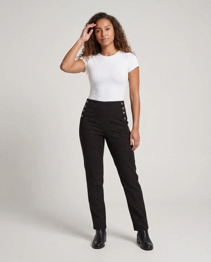 Damen elegante Hose mit modischen Knöpfen Drune