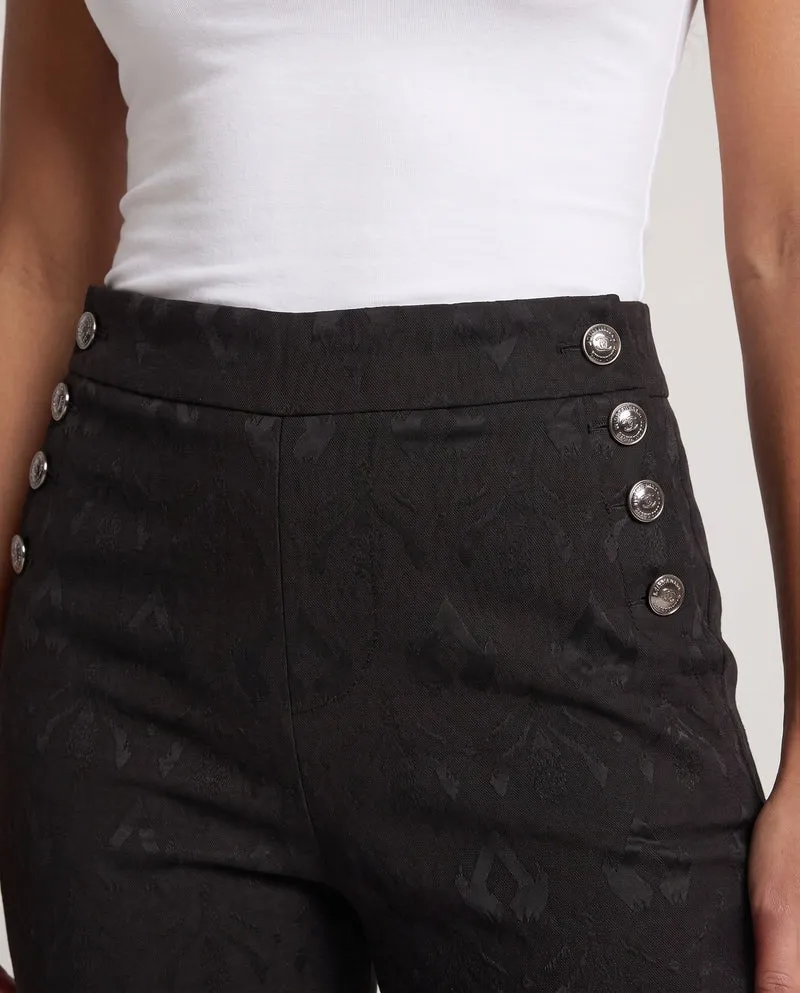 Damen elegante Hose mit modischen Knöpfen Drune