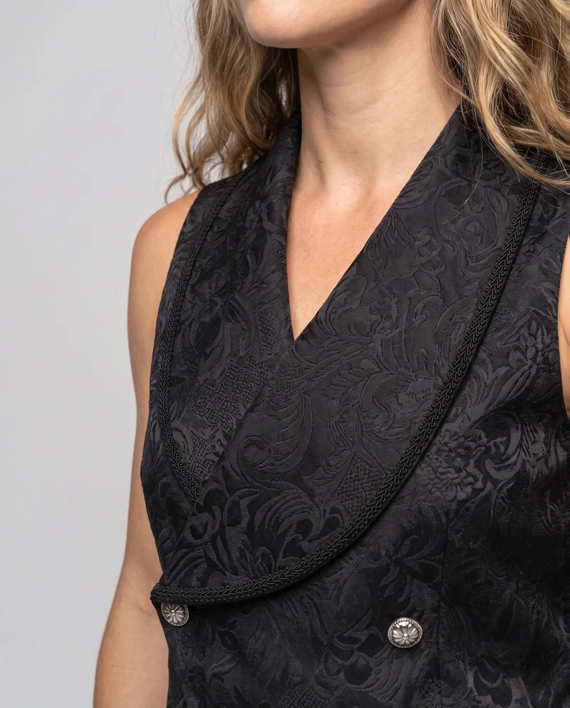 Damen eleganter Jacquard-Weste mit doppelt gefütterter Knopfleiste Drune