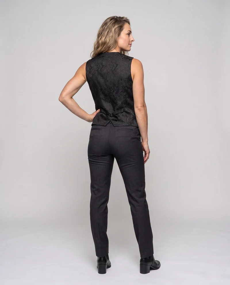 Damen eleganter Jacquard-Weste mit doppelt gefütterter Knopfleiste Drune