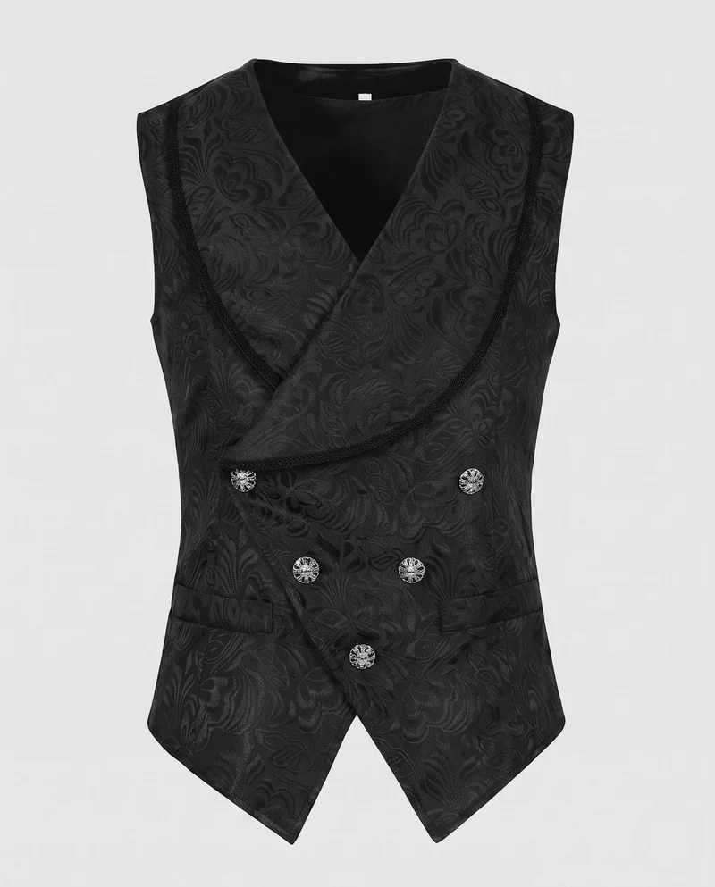 Damen eleganter Jacquard-Weste mit doppelt gefütterter Knopfleiste Drune