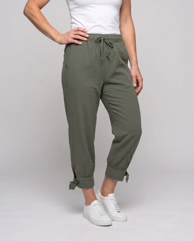 Damen elegante Freizeithosen mit elastischem Bund und seitlichen Schnürdetails Drune