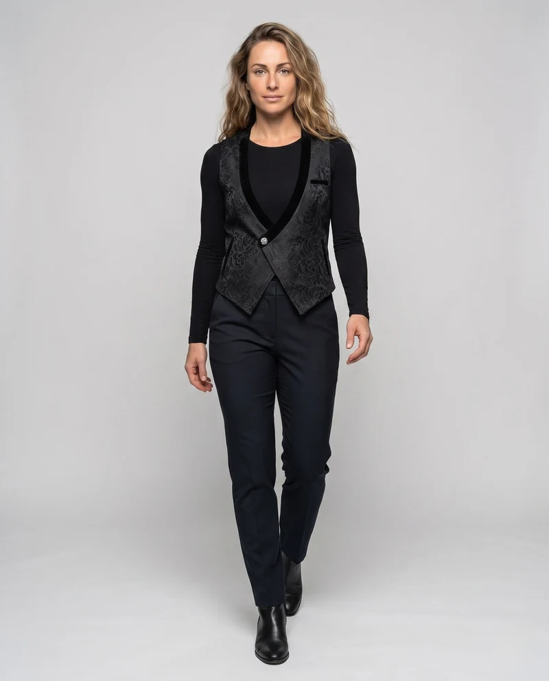 Damen eleganter runder Kragen Weste Drune